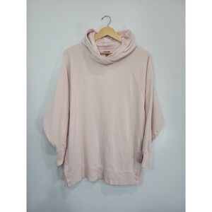 Aerie Pink Oversized Cotton Snap Side Sweatshirt Tunic Women's Size L